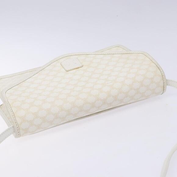 CELINE Macadam Canvas Shoulder Bag Pvc Leather White Gold - Picture 6 of 12